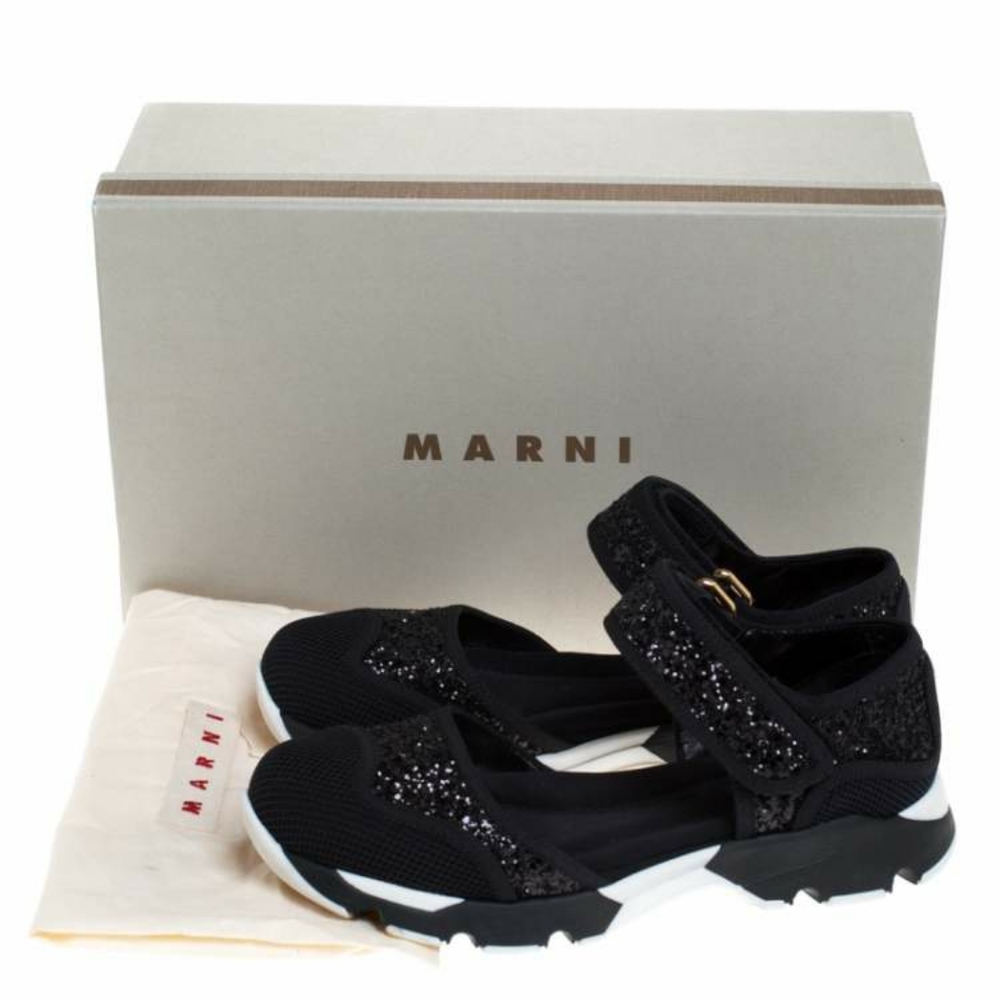 ♤LUXURY ITEM:Marni Black Glitter Rubber Mary Jane Sneaker SOLD OUT COLOR